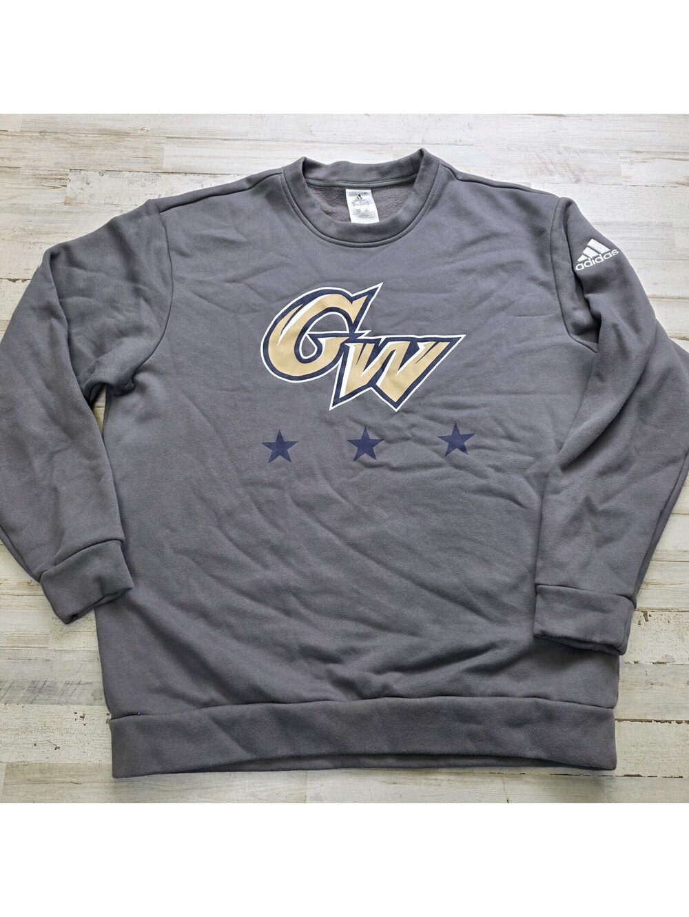 George Washington Colonials adidas Crewneck Sweatshirt Men's LG - Gray Big Logo